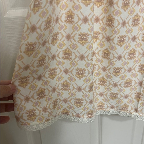 Pink Rose Sleeveless Midi Dress in Cream Lilac Tan Smocked Lightweight Spring S - Picture 8 of 16